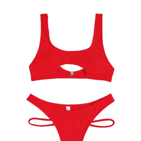 SherryDC Women's Sexy Scoop Neck Padded Cutout
Strappy Thong Bikini Set Swimsuit - Picture 2 of 5